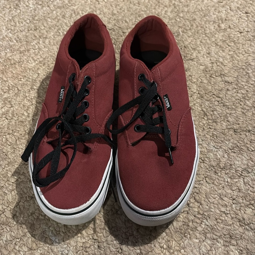 Maroon with White Vans Sneakers Size 8.0 Men